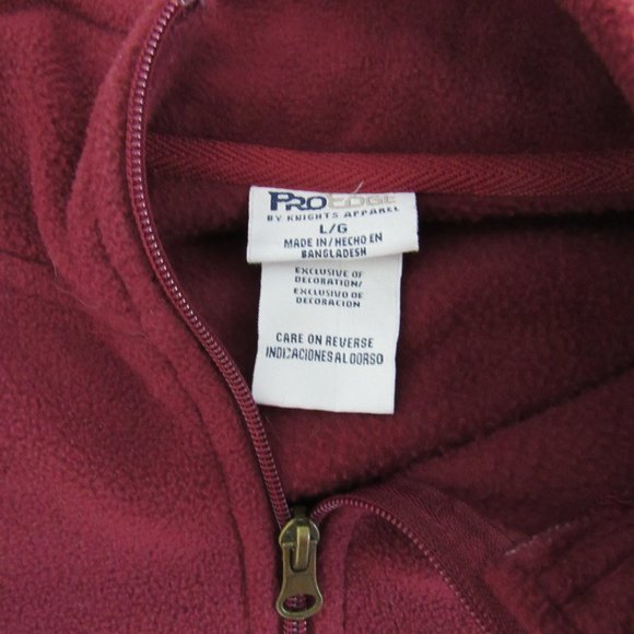PROEDGE Fleece Pullover Jacket, Men's L, Maroon Red, 1/4 Zip, Montana Griz Logo - Picture 4 of 5